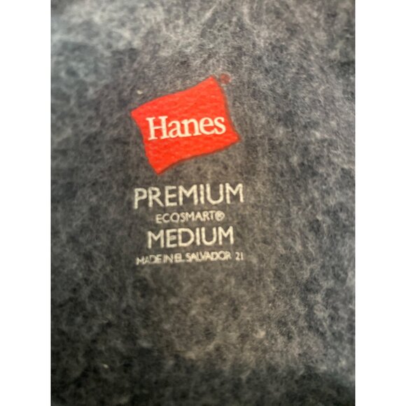 Hanes Blue-Gray Sweatshirt With Hand-Embroidered Plaid Blueberries Size M - Picture 4 of 5